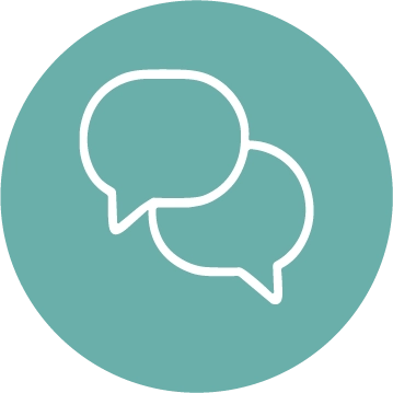 Icon showing conversation in a circle